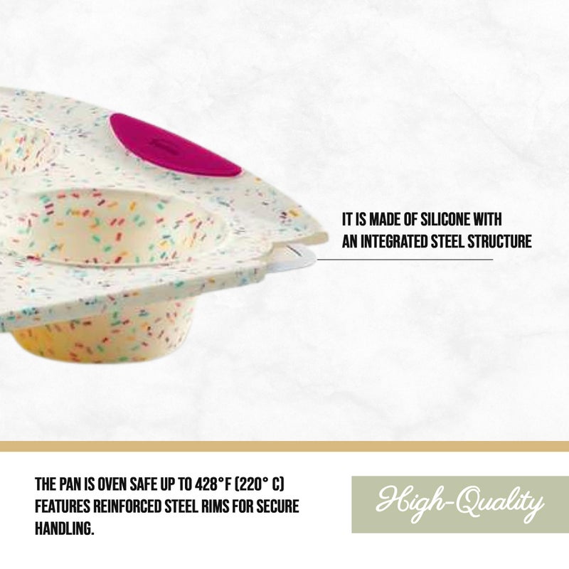 Trudeau Structure White Confetti 6-Cup Jumbo Muffin Pan â€“ Premium Steel-Reinforced Silicone Bakeware, Nonstick BPA-Free Cupcake & Muffin Mold â€“ Oven, Freezer & Dishwasher Safe - Image 4